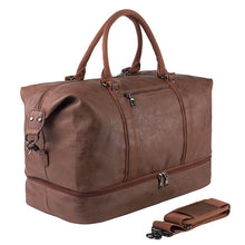 Load image into Gallery viewer, Leather Travel Duffel Bag(with Shoe Compartment)