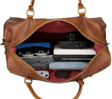 Load image into Gallery viewer, Large Leather Travel Duffel Tote Bag