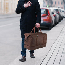 Load image into Gallery viewer, Leather Travel Duffel Bag(with Shoe Compartment)