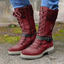Load image into Gallery viewer, Women Winter Fashion Boots Lace-up Buckle