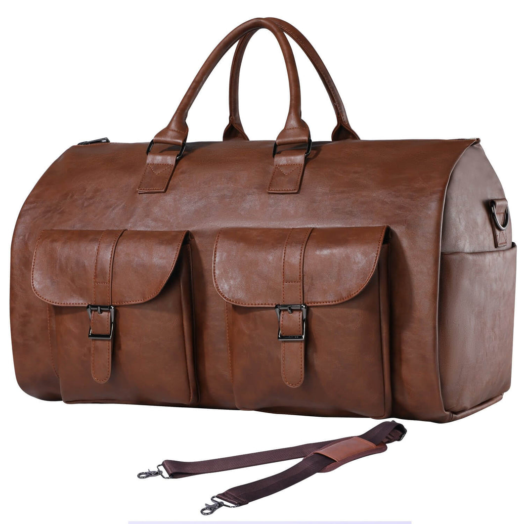 Leather Carry-on Garment Duffel Bag（with Shoe Compartment ）