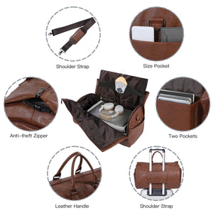 Leather Carry-on Garment Duffel Bag（with Shoe Compartment ）
