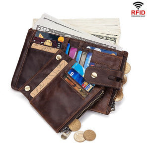 RFID anti-theft brush leather wallet