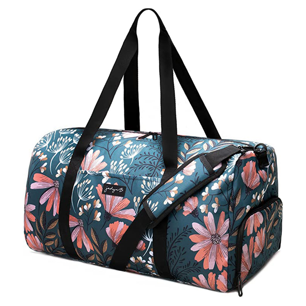 Original Floral Travel Duffel Bag Gym bag （with Shoe Compartment）