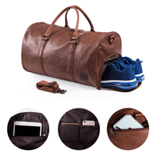 Load image into Gallery viewer, Leather Travel Duffel Bag （with Shoe Pouch）

