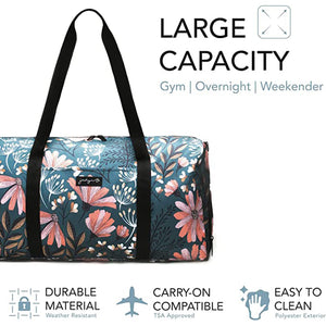 Original Floral Travel Duffel Bag Gym bag （with Shoe Compartment）