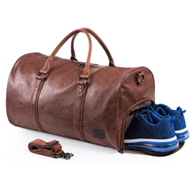 Load image into Gallery viewer, Leather Travel Duffel Bag （with Shoe Pouch）
