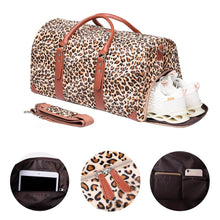 Load image into Gallery viewer, Leopard Grain Leather Travel Bag （with Shoe Pouch）
