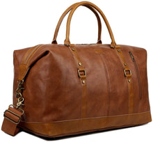 Load image into Gallery viewer, Large Leather Travel Duffel Tote Bag
