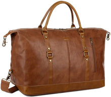 Load image into Gallery viewer, Large Leather Travel Duffel Tote Bag

