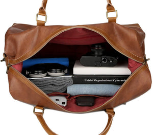 Large Leather Travel Duffel Tote Bag