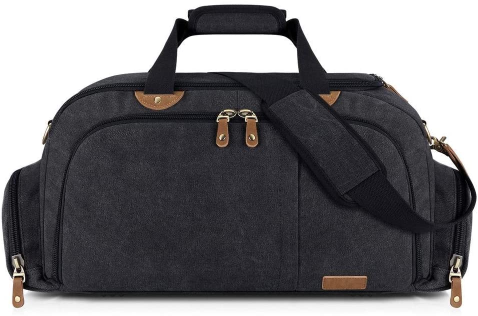 Canvas Travel Sports Gym Duffel Bag （with Shoes Compartment）