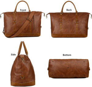 Large Leather Travel Duffel Tote Bag
