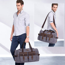 Load image into Gallery viewer, Canvas Travel Duffel Bag （with Shoe Compartment）
