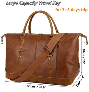 Large Leather Travel Duffel Tote Bag