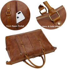 Load image into Gallery viewer, Large Leather Travel Duffel Tote Bag
