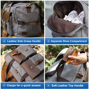 Canvas Travel Duffel Bag （with Shoe Compartment）