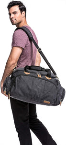 Canvas Travel Sports Gym Duffel Bag （with Shoes Compartment）