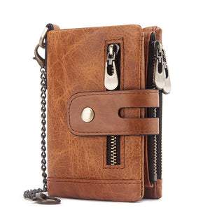 RFID anti-theft brush leather wallet