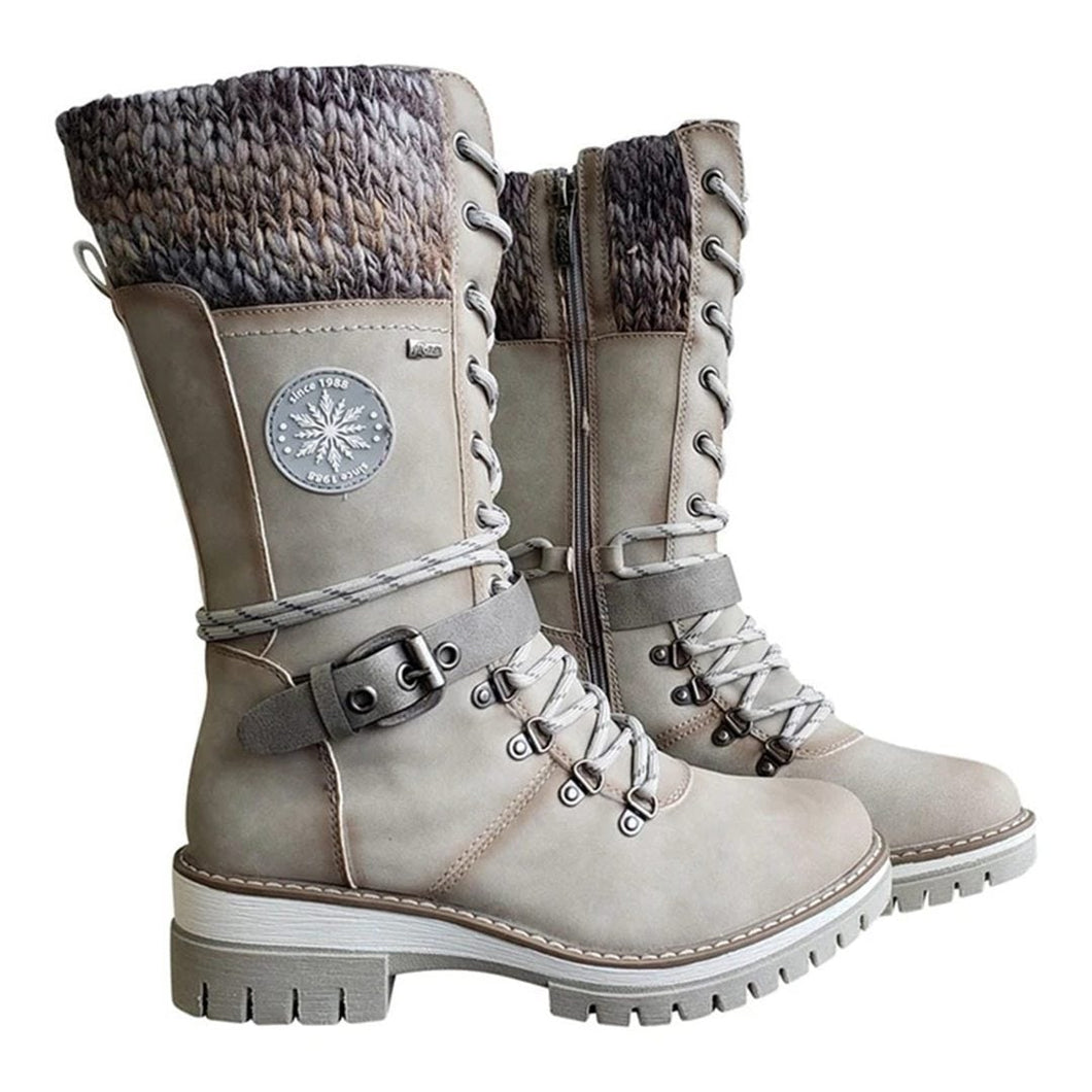 Women Winter Fashion Boots Lace-up Buckle